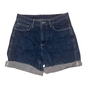 Organic Basics x ISKO Denim Shorts 28 Raw Hem Sustainable Organic Cotton Blue